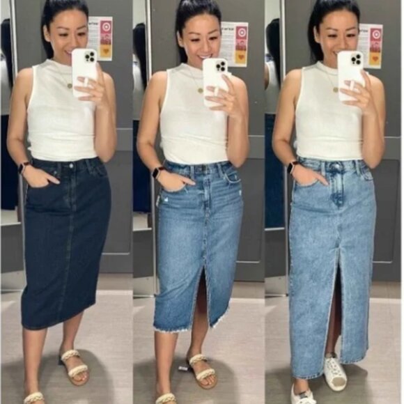 Women's High-Rise Denim Midi Skirt -Universal Thread™ Black Wash new, Size 8 - Picture 4 of 4